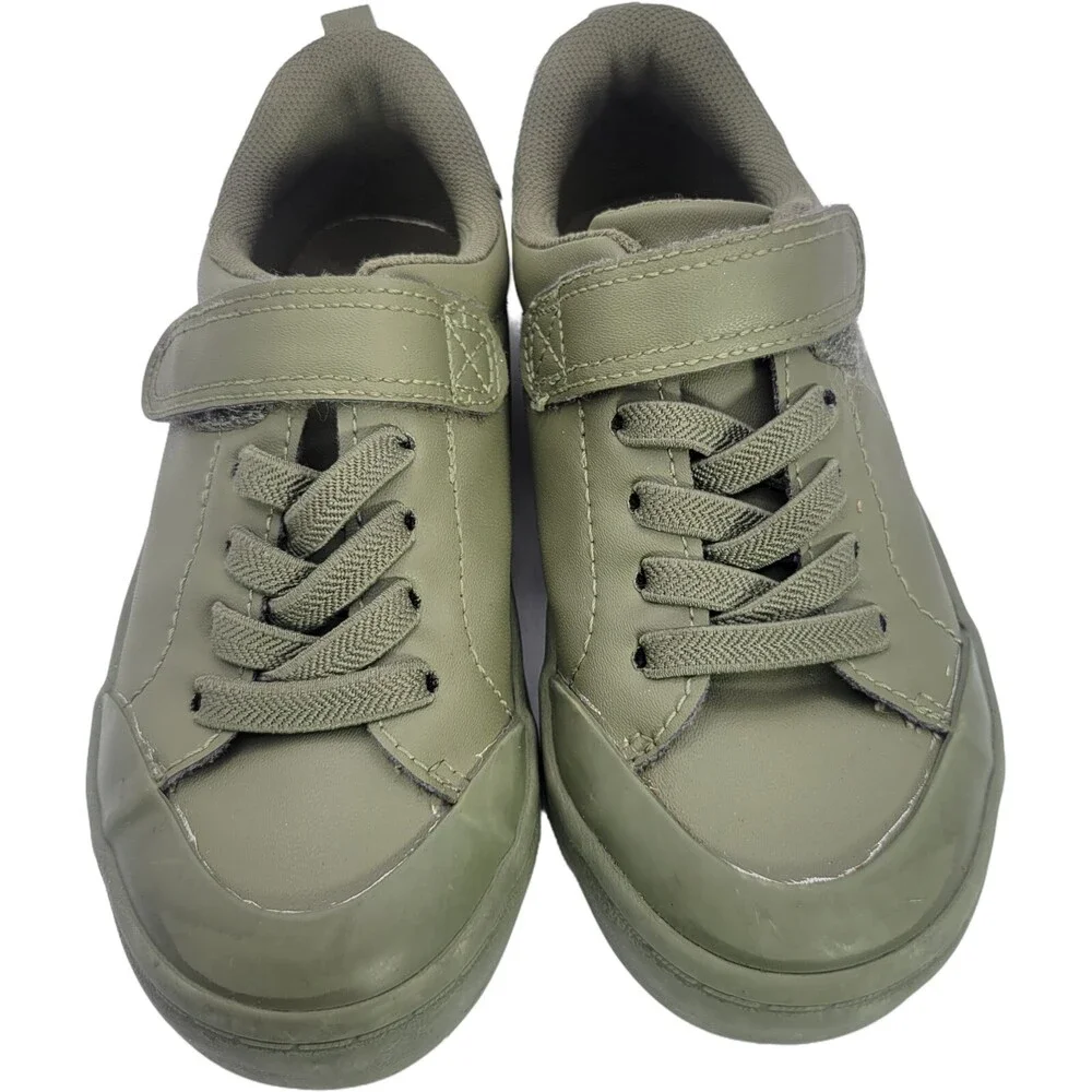 New H&M Boys Elasticized Lacing Green Sneakers Hook & Loop Size 9.5